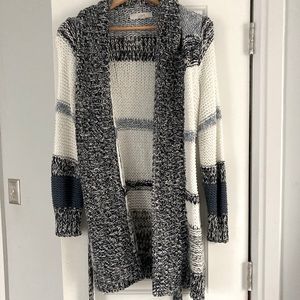 LOFT Blue Stripe Cardigan Wrap Sweater